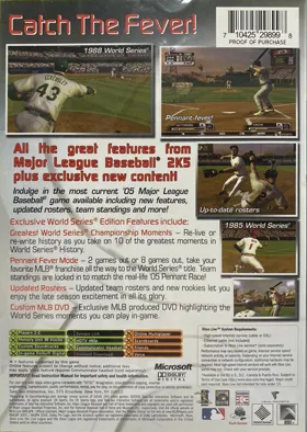 Major League Baseball 2K5 World Series Edition (USA) box cover back